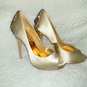 Badgley Mischka Kiara Peep-Toe Wedding Evening Pumps